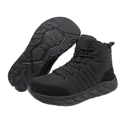 AONEGOLD Barfußschuhe Winter Damen Herren Gefüttert Warm Winterstiefel Wasserdicht rutschfest Schneestiefel Outdoor Trekking Bequem Winterschuhe (Schwarz,37 EU) von AONEGOLD