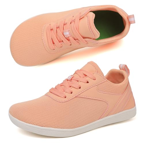 AONEGOLD Breite Barfuss Schuhe Herren Barfußschuhe Damen Zero Drop Solhe Leicht Traillaufschuhe Walkingschuhe Fitnessschuhe Laufschuhe Minimalistische Sneaker (Orange/39EU) von AONEGOLD