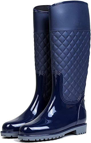 AONEGOLD Damen Gummistiefel Langschaft wasserdichte Regenstiefel Casual Garten Stiefel(Blau,35 EU) von AONEGOLD