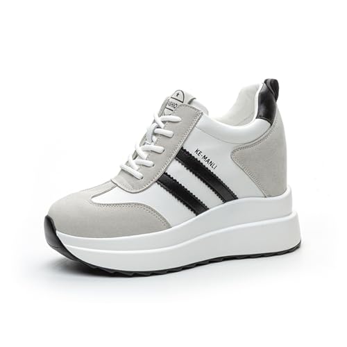 AONEGOLD Damen Sneaker Wedges mit Keilabsatz Sportschuhe Laufschuhe Turnschuhe Fitness Running Outdoors Freizeitschuhen Atmungsaktiv Bequeme Schuhe（Weiß,36 EU） von AONEGOLD