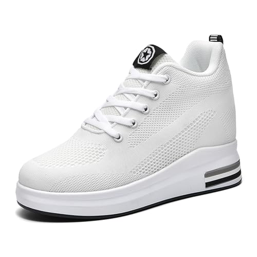 AONEGOLD Damen Sneaker Wedges mit Keilabsatz Sportschuhe Laufschuhe Fitness Turnschuhe Outdoors Running Atmungsaktiv Bequeme Freizeitschuhen Schuhe（Weiß,42 EU） von AONEGOLD