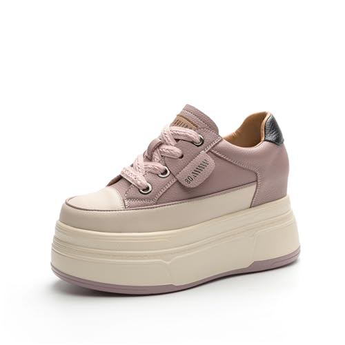 AONEGOLD Damen Sneaker mit Keilabsatz 9 cm Plateau Bequeme Atmungsaktiv Wedges Freizeitschuhe Mode Sneakers rutschfest Turnschuhe（Violett,40 EU） von AONEGOLD