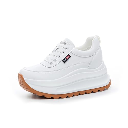 AONEGOLD Damen Sneaker mit Keilabsatz Sportschuhe Mode Plateau Freizeits Bequeme Atmungsaktiv Leichte Laufschuhe Freizeitschuhe Sneakers Mit Absatz 9cm（Gelb,34 EU） von AONEGOLD