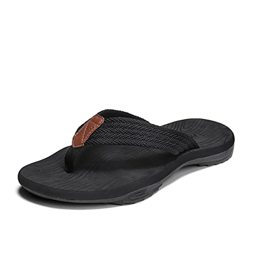 AONEGOLD Flip Flops Herren Sommer Zehentrenner Badelatschen Outdoor rutschfeste Sandalen Strand Schwimmbad Hausschuhe Pantoletten(Schwarz,44 EU) von AONEGOLD
