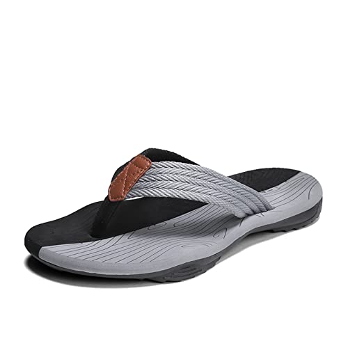 AONEGOLD Flip Flops Herren Sommer Zehentrenner Badelatschen Outdoor rutschfeste Sandalen Strand Schwimmbad Hausschuhe Pantoletten(Schwarz Grau,42 EU) von AONEGOLD