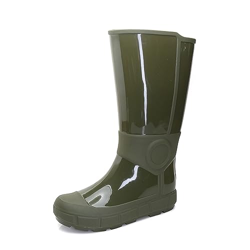 AONEGOLD Gummistiefel Damen Halbhoch Wasserdicht Regenstiefel Outdoor Gartenschuhe Modern Regenstiefeletten Wellington Boots(Grün,37 EU) von AONEGOLD