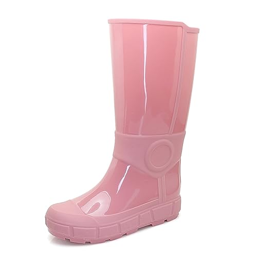 AONEGOLD Gummistiefel Damen Halbhoch Wasserdicht Regenstiefel Outdoor Gartenschuhe Modern Regenstiefeletten Wellington Boots(Rosa,39 EU) von AONEGOLD