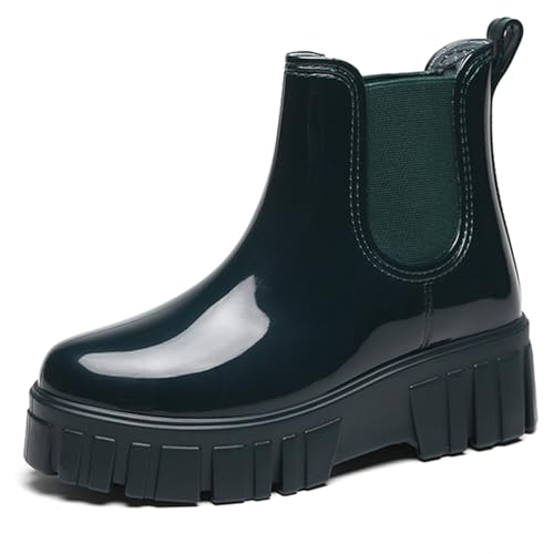 AONEGOLD Gummistiefel Damen Wasserdicht Boots Anti-Rutsch Atmungsaktiv Ankle Regenstiefel Modische Schlamm Stiefel Outdoor Arbeit Stiefel（Grün,38 EU） von AONEGOLD
