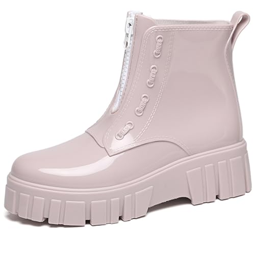 AONEGOLD Gummistiefel Damen Wasserdicht Boots Anti-Rutsch Atmungsaktiv Ankle Regenstiefel Modische Schlamm Stiefel Outdoor Arbeit Stiefel（Rosa,41 EU） von AONEGOLD