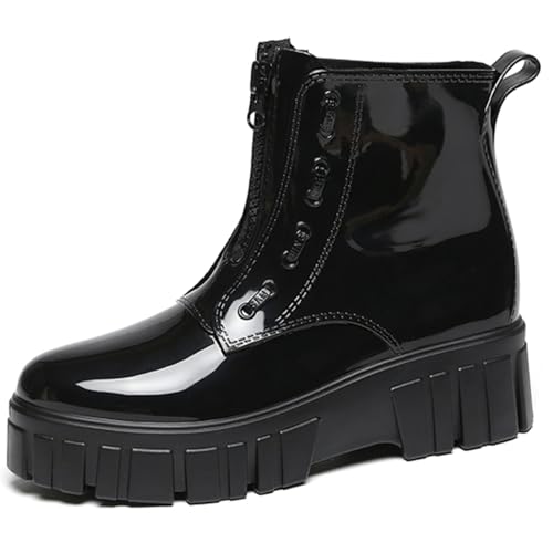 AONEGOLD Gummistiefel Damen Wasserdicht Boots Anti-Rutsch Atmungsaktiv Ankle Regenstiefel Modische Schlamm Stiefel Outdoor Arbeit Stiefel（Schwarz,41 EU） von AONEGOLD