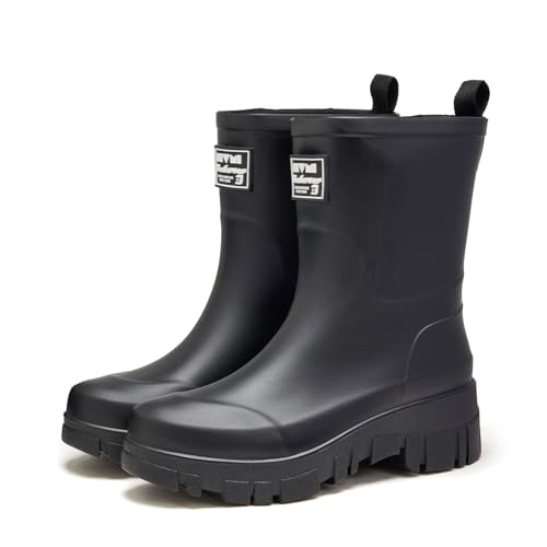 AONEGOLD Gummistiefel Damen halbe Höhe Mode Regenschuhe Wasserdicht rutschfeste Gartenschuhe Gummistiefel (Schwarz,40EU) von AONEGOLD