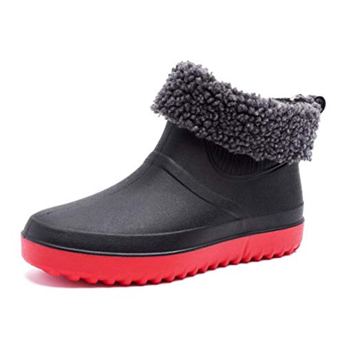 AONEGOLD Gummistiefel Herren Damen Kurz Wasserdicht rutschfeste Regenstiefel Stiefeletten Gartenarbeit Outdoor Boots(Schwarz Rot,40 EU) von AONEGOLD