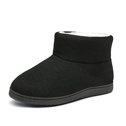 AONEGOLD Hausschuhe Damen Herren Plüsch Gefüttert Hausstiefel Winter Warme Hüttenstiefel Memory Foam Pantoffeln Stiefel rutschfest Indoor Outdoor(Schwarz 1173,Größe 38-39) von AONEGOLD