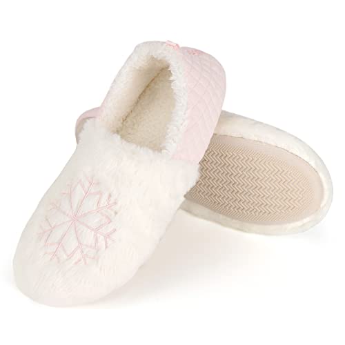 AONEGOLD Hausschuhe Damen Plüsch Ballerina Socken rutschfeste Slipper Winter Home Warme Fuzzy Strick Pantoffeln Kuschel Weiche Hausschlappen(Rosa,Größe 38-39) von AONEGOLD