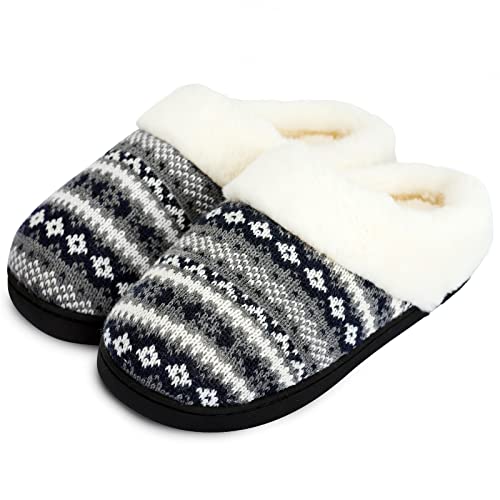 AONEGOLD Hausschuhe Damen Winter Warme Plüsch Pantoffeln Bequem Memory Foam Slippers Unisex Indoor Outdoor rutschfeste Slippers(Blau,Größe 36-37) von AONEGOLD