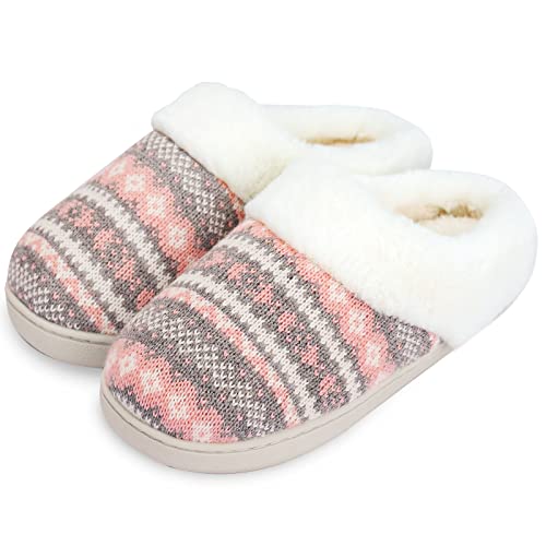 AONEGOLD Hausschuhe Damen Winter Warme Plüsch Pantoffeln Bequem Memory Foam Slippers Unisex Indoor Outdoor rutschfeste Slippers(Rosa,Größe 36-37) von AONEGOLD