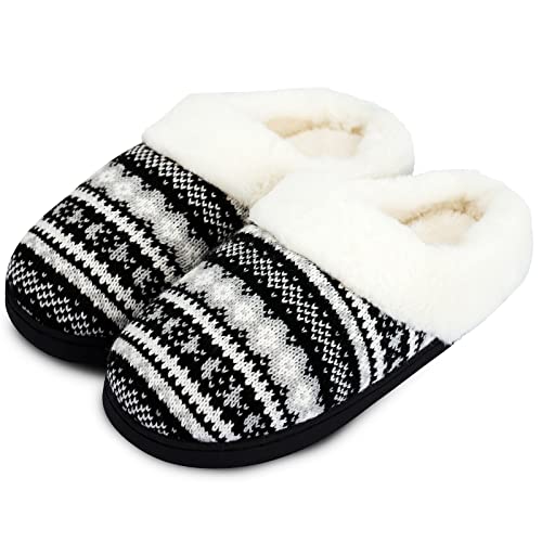 AONEGOLD Hausschuhe Damen Winter Warme Plüsch Pantoffeln Bequem Memory Foam Slippers Unisex Indoor Outdoor rutschfeste Slippers(Schwarz,Größe 38-39) von AONEGOLD