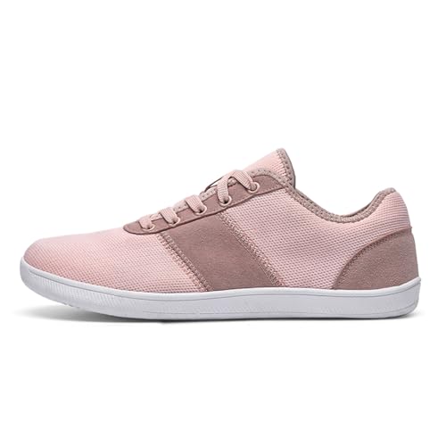 AONEGOLD Herren Barfußschuhe Damen Barfussschuhe Breite Schuhe Leicht Atmungsaktiv Walkingschuhe Fitnessschuhe Traillaufschuhe Sneakers Zero Drop Solhe (Rosa/38EU) von AONEGOLD