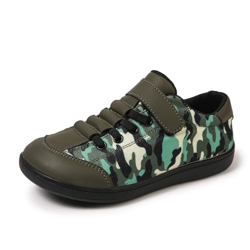 AONEGOLD Kinder Barfußschuhe Jungen Mädchen Breite Minimalistische Sneaker Atmungsaktiv Leicht Wanderschuhe Outdoor Barfuss rutschfest Traillaufschuhe (Armeegrün,34) von AONEGOLD