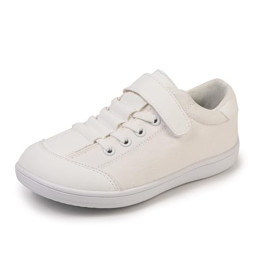 AONEGOLD Kinder Barfußschuhe Jungen Mädchen Breite Minimalistische Sneaker Atmungsaktiv Leicht Wanderschuhe Outdoor Barfuss rutschfest Traillaufschuhe (Weiß,29) von AONEGOLD