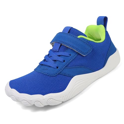 AONEGOLD Kinder Barfußschuhe Jungen Mädchen Breite Minimalistische Sneaker Atmungsaktiv rutschfest Wanderschuhe Outdoor Leicht Barfuss Traillaufschuhe (Blau,32) von AONEGOLD