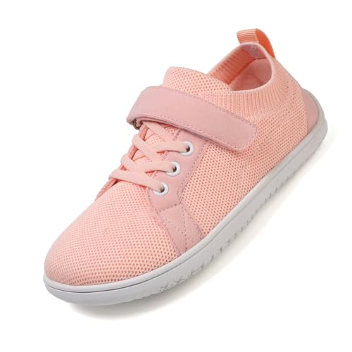 AONEGOLD Kinder Barfußschuhe Jungen Mädchen Breite Minimalistische Sneaker Leicht rutschfest Barfuss Traillaufschuhe Atmungsaktiv Outdoor Barfuß Walking Schuhe (006 Rosa,36EU) von AONEGOLD