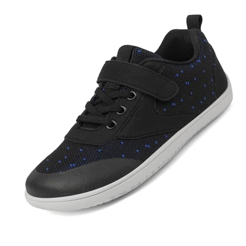 AONEGOLD Kinder Barfußschuhe Jungen Mädchen Breite Minimalistische Sneaker Leicht rutschfest Barfuss Traillaufschuhe Atmungsaktiv Outdoor Barfuß Walking Schuhe (Schwarz,29EU) von AONEGOLD