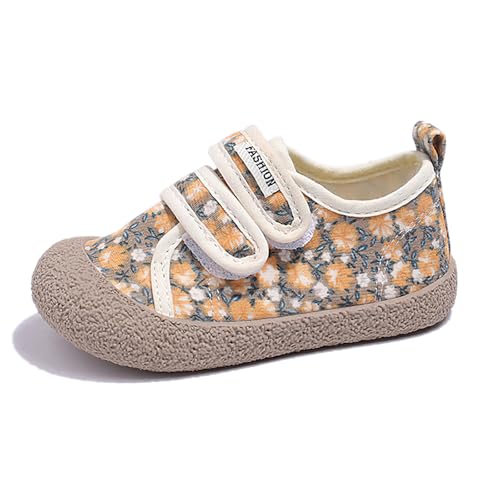AONEGOLD Kinder Barfußschuhe Mädchen Jungen rutschfest Leicht Wanderschuhe Outdoor Atmungsaktiv Freizeitschuhe Breite Barfussschuhe Mit Klettverschluss (Beige,27 EU) von AONEGOLD