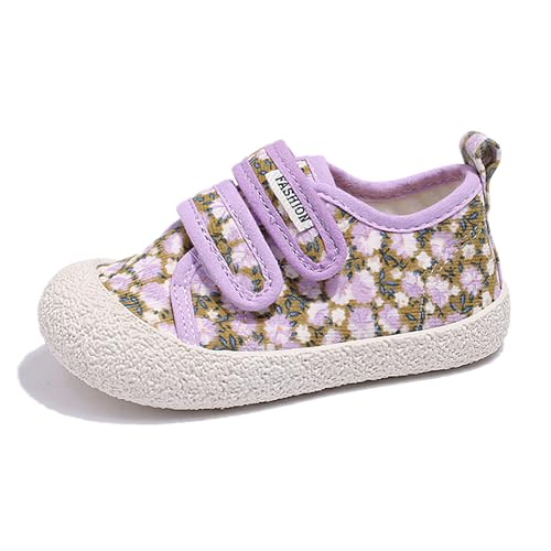 AONEGOLD Kinder Barfußschuhe Mädchen Jungen rutschfest Leicht Wanderschuhe Outdoor Atmungsaktiv Freizeitschuhe Breite Barfussschuhe Mit Klettverschluss (Violett,24 EU) von AONEGOLD