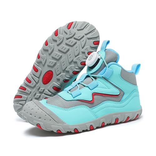 AONEGOLD Kinder Wanderschuhe Jungen Mädchen rutschfest Outdoor Trekkingschuhe Leicht Wanderstiefel Atmungsaktiv Sports Barfußschuhe (Grün,28EU) von AONEGOLD