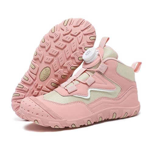 AONEGOLD Kinder Wanderschuhe Jungen Mädchen rutschfest Outdoor Trekkingschuhe Leicht Wanderstiefel Atmungsaktiv Sports Barfußschuhe (Rosa,27EU) von AONEGOLD