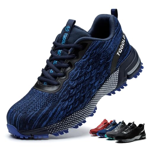 AONEGOLD Sicherheitsschuhe Herren Arbeitsschuhe Damen Leicht Stahlkappenschuhe rutschfest Atmungsaktiv Stahlkappe Sportlich Schutzschuhe (Blau,41EU) von AONEGOLD