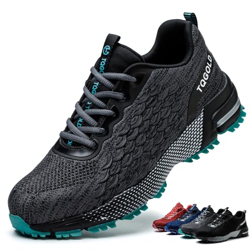 AONEGOLD Sicherheitsschuhe Herren Arbeitsschuhe Damen Leicht Stahlkappenschuhe rutschfest Atmungsaktiv Stahlkappe Sportlich Schutzschuhe (Grau,40EU) von AONEGOLD