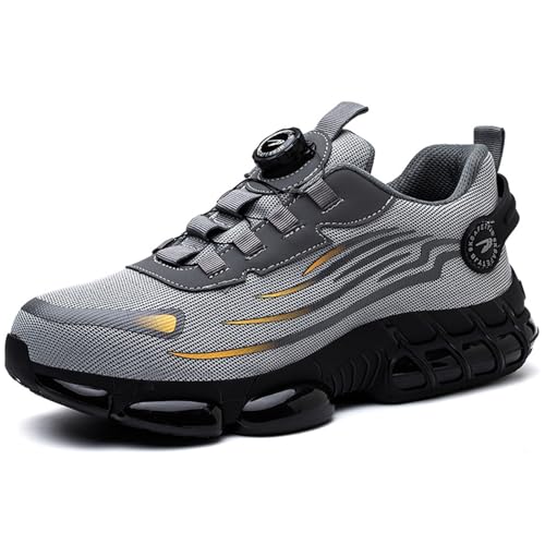 AONEGOLD Sicherheitsschuhe Herren Stahlkappenschuhe Damen Arbeitsschuhe Leicht Versicherung Schuhe Sportlich rutschfest Atmungsaktiv Safety Schutzschuhe(Grau,40 EU) von AONEGOLD