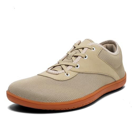 AONEGOLD Unisex Barfußschuhe Herren Damen Breite Barfuss Schuhe Minimalistische Outdoor Trail Running Walking Schuhe Weich Bequem Fitnessschuhe Casual Weit Zehenschuhe(Beige,Größe 44) von AONEGOLD