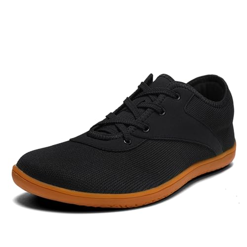 AONEGOLD Unisex Barfußschuhe Herren Damen Breite Barfuss Schuhe Minimalistische Outdoor Trail Running Walking Schuhe Weich Bequem Fitnessschuhe Casual Weit Zehenschuhe(Schwarz,Größe 42) von AONEGOLD