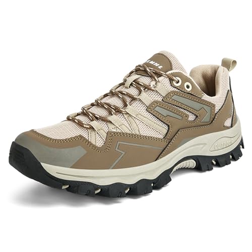 AONEGOLD Wanderschuhe Damen Herren Wasserdicht Atmungsaktiv Trekkingschuhe Leicht rutschfeste Bergschuhe Kletterschuhe Outdoorschuhe Hiking Mountain Sneaker (2201 Braun/41EU) von AONEGOLD