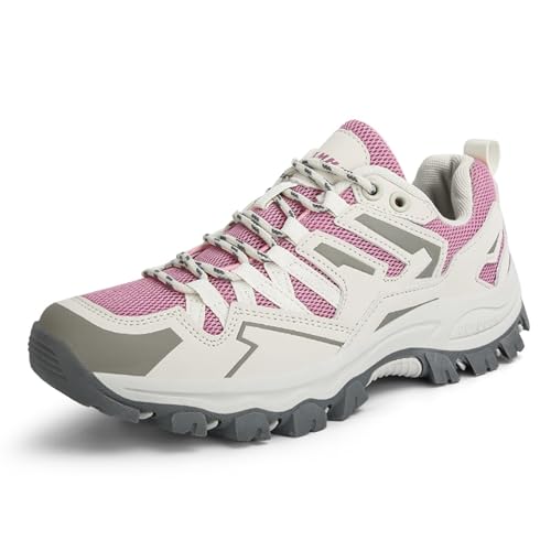 AONEGOLD Wanderschuhe Damen Herren Wasserdicht Atmungsaktiv Trekkingschuhe Leicht rutschfeste Bergschuhe Kletterschuhe Outdoorschuhe Hiking Mountain Sneaker (2201 Violett/40EU) von AONEGOLD
