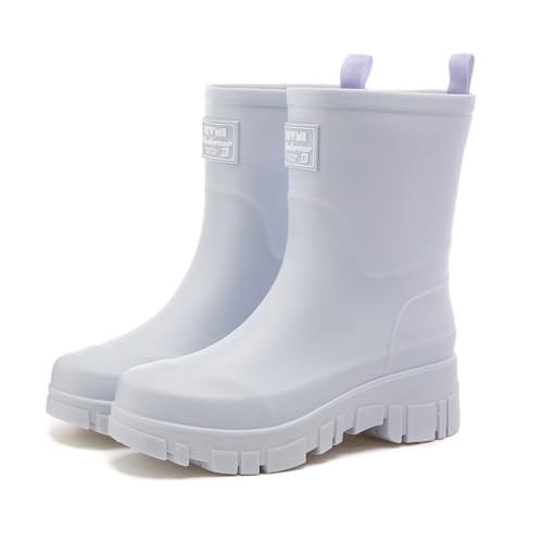 AONEGOLD Wasserdicht Gummistiefel Damen Halbhoch Atmungsaktiv Boots Gartenschuhe Mode Anti-Rutsch Gummistiefeletten Rain Boots（BLGrau，39 EU） von AONEGOLD