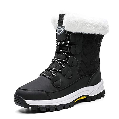 AONEGOLD Winterstiefel Damen Warm gefütterte Wasserdicht Schneestiefel Trekkingschuhe Outdoor Stiefel Schuhe(Schwarz,38 EU) von AONEGOLD
