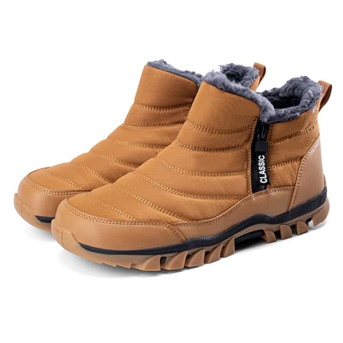 AONEGOLD Winterstiefel Stiefeletten Damen Herren Wasserdicht Warme Gefütterte Schneestiefel Anti-Rutsch Outdoor Winterschuhe Boots(Gelb,39 EU) von AONEGOLD