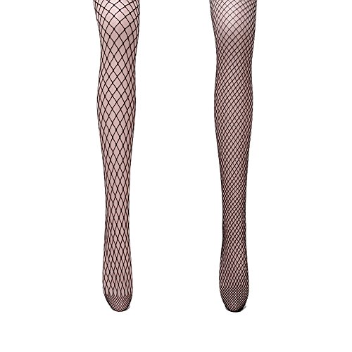 AONER 2 Stk. Netzstrumpfhose Damen Mesh Strümpfe Schwarz/Weiß Frauen Netzstrümpfe Fischnetz Strumpfhosen Socken Strumpf (Schwarz) von AONER