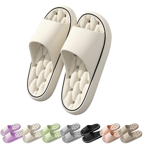 AONETIGER Badelatschen Damen Herren Schnelltrocknende Rutschfest Geruchsneutral Wolkenschuhe Weiche und bequem Hausschuhe (Beige,38) von AONETIGER