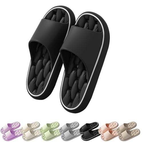 AONETIGER Badelatschen Damen Herren Schnelltrocknende Rutschfest Geruchsneutral Wolkenschuhe Weiche und bequem Hausschuhe (Schwarz,40) von AONETIGER