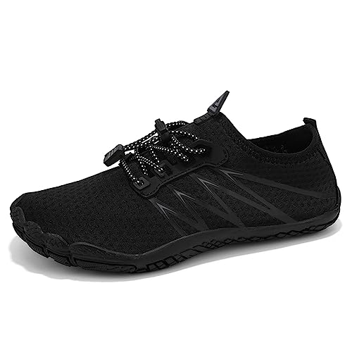 AONETIGER Badeschuhe Herren Wasserschuhe Damen Strandschuhe Sommer Atmungsaktiv Barfußschuhe rutschfeste Schwimmschuhe Surfschuhe Aquaschuhe Fitnessschuhe(312 Schwarz,36EU) von AONETIGER