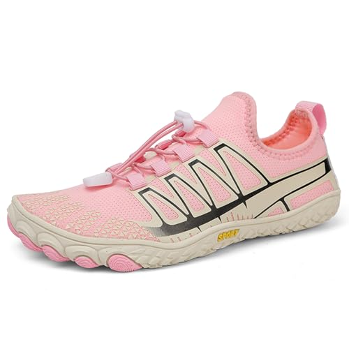 AONETIGER Badeschuhe Herren Wasserschuhe Damen Strandschuhe Sommer Atmungsaktiv Barfußschuhe rutschfeste Schwimmschuhe Surfschuhe Aquaschuhe Fitnessschuhe(705 Rosa,37EU) von AONETIGER