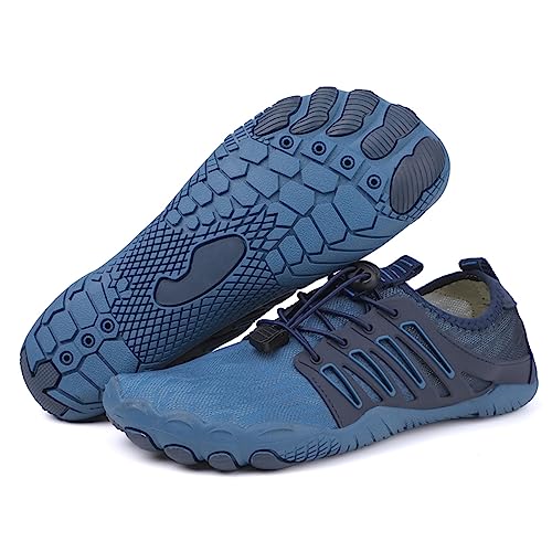 AONETIGER Badeschuhe Herren Wasserschuhe Damen Strandschuhe Sommer Atmungsaktiv Barfußschuhe rutschfeste Schwimmschuhe Surfschuhe Aquaschuhe Fitnessschuhe(818 Blau,43EU) von AONETIGER