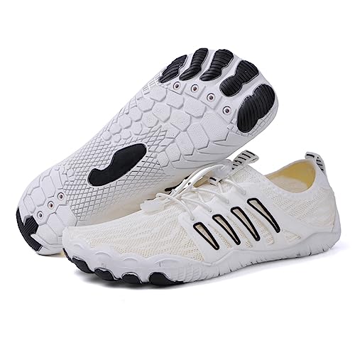 AONETIGER Badeschuhe Herren Wasserschuhe Damen Strandschuhe Sommer Atmungsaktiv Barfußschuhe rutschfeste Schwimmschuhe Surfschuhe Aquaschuhe Fitnessschuhe(818 Schwarz Weiß,36EU) von AONETIGER