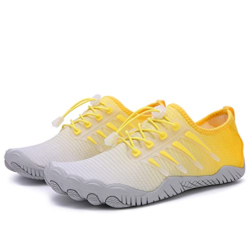 AONETIGER Badeschuhe Herren Wasserschuhe Damen Strandschuhe Sommer Atmungsaktiv Barfußschuhe rutschfeste Schwimmschuhe Surfschuhe Aquaschuhe Fitnessschuhe(Gelb,35EU) von AONETIGER