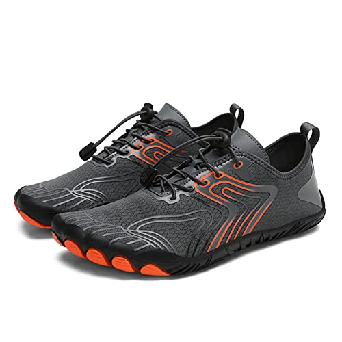 AONETIGER Badeschuhe Herren Wasserschuhe Damen Strandschuhe Sommer Atmungsaktiv Barfußschuhe rutschfeste Schwimmschuhe Surfschuhe Aquaschuhe Fitnessschuhe(Grau,36EU) von AONETIGER